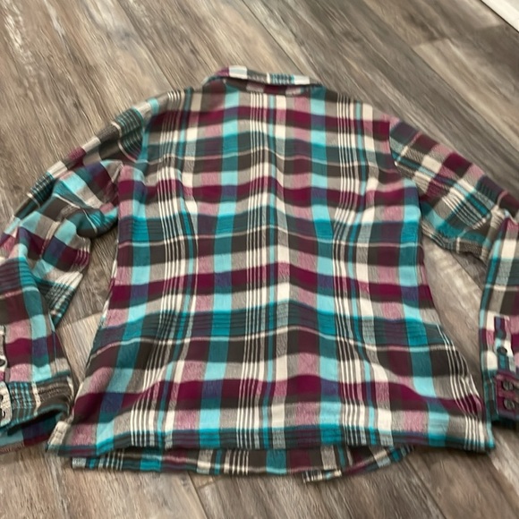 Patagonia Women Shirt Button Down Top Fjord Purple Blue Flannel Plaid Size 6 - Picture 6 of 6